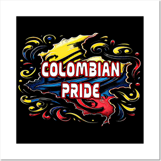 Colombian DNA Strand Heritage Flag Watercolor Posters and Art